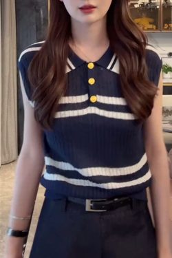 2025 Summer Polo Collar Ice Silk Sleeveless Top - Lightweight, Simple Design for Effortless Style