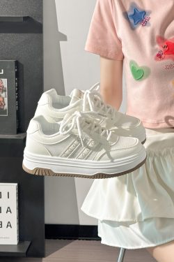 2025 Summer Women's Breathable White Sneakers, Simple Thick-Soled Loafers with Big Toe, Comfortable Casual Footwear