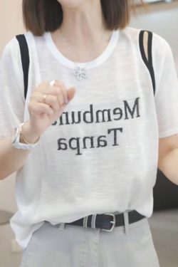 2025 Summer Women's Letter Print Round Neck Short Sleeve T-Shirt, Fashionable Lazy Fit, Slimming Style, Casual Essential