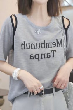 2025 Summer Women's Letter Print Round Neck Short Sleeve T-Shirt, Fashionable Lazy Fit, Slimming Style, Casual Essential