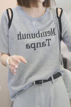 2025 Summer Women's Letter Print Round Neck Short Sleeve T-Shirt, Fashionable Lazy Fit, Slimming Style, Casual Essential