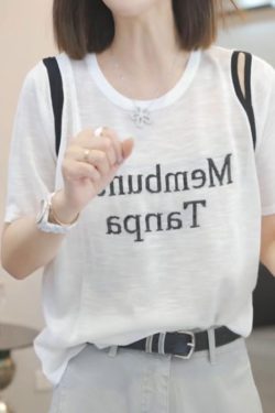 2025 Summer Women's Letter Print Round Neck Short Sleeve T-Shirt, Fashionable Lazy Fit, Slimming Style, Casual Essential