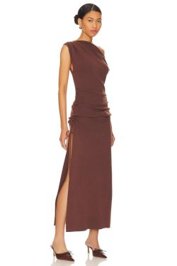 2025 Summer Women's Off-Shoulder Sleeveless Split Dress - Slim Fit Solid Color - Trendy European & American Fashion