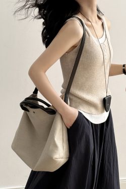 2025 Summer Women's Slim Fit Fake Two-Piece Knitted Vest - Versatile Fashionable Sleeveless Top