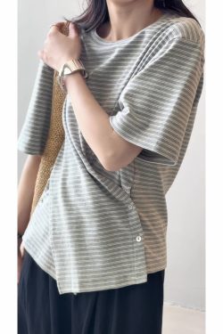 2025 Summer Women's Slim-Fit Striped Short Sleeve T-Shirt - Unique French Style Waist-Defining Casual Top