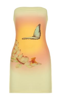 2025 Summer Women's Strapless Bodycon Dress with Butterfly Floral Print - Sexy Sleeveless European & American Fashion
