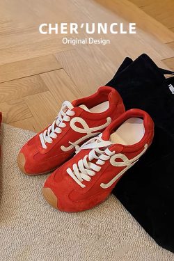 2025 Women's Casual Flat Sports Shoes, Red Agan Trend, Versatile Design Inspired by Wang Yibo & Yang Mi