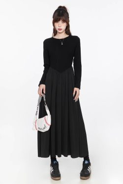2025 Women's Elegant Black Long Sleeve Dress - French Style Slim-Fit Spring Dress with Waistline - Timeless Little Black Dress