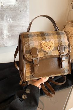 2025 Women's Fashion Plaid Woolen Handbag - Multifunctional Backpack & Shoulder Bag for Spring and Summer