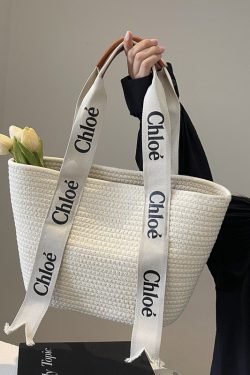 2025 Women's Handmade Knitted Beach Bag - Large Capacity Cotton Yarn Woven Shoulder Bag for Summer Commuting
