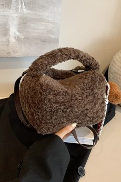 2025 Women's Lamb Wool Handbag - Plush Furry Crossbody Bag for Spring & Summer, Stylish Handheld Fluffy Bag