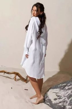 2025 Women's Loose Long Sleeve Sun Protection Hoodie Beach Dress Cover-Up for Swimsuit and Bikini, Casual Summer Style