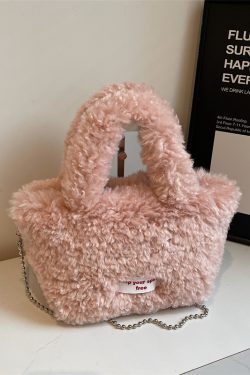 2025 Women's Plush Fur Shoulder Crossbody Bag - Stylish Fluffy Hand-Held Bucket Bag for Spring and Summer