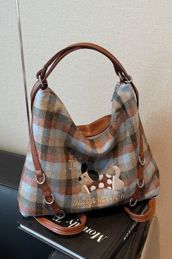 2025 Women's Retro Plaid Tote Bag - Large Capacity Multi-Functional Travel Backpack for Spring and Summer Commuting