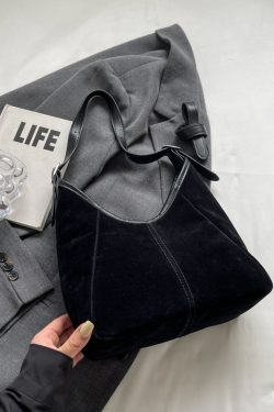 2025 Women's Suede Tote Bucket Bag - Large Capacity, High-End Shoulder & Crossbody Bag for Spring/Summer Commuting