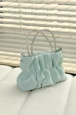 2025 Women's Summer Celebrity Pleated Crossbody Bag, Versatile Rhinestone Handheld Chain Shoulder Bag, Trendy Fashion Accessory