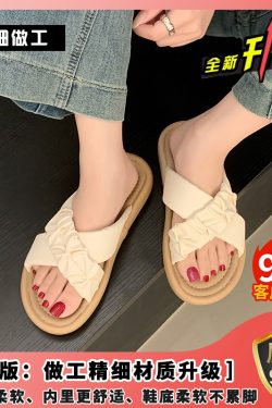2025 Women's Thick-Soled Sandals, Casual Flat Cross Beach Slippers, Versatile Summer Outdoor Footwear for Skirts and Dresses