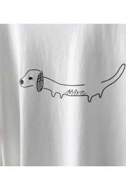 3D Dog Print Short Sleeve T-Shirt for Women, Casual Loose Fit Top, 2025 Summer Korean Style Fashion