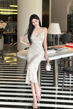 3D Lace Embroidered Rose Bodycon Slip Dress - Summer Floral Fashion for Women - Stylish Summer Evening Dress