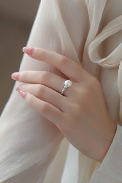 Adjustable Light Luxury S925 Silver Wheat Ear Zircon Pearl Ring for Women - Elegant High-End Fashion Statement Ring