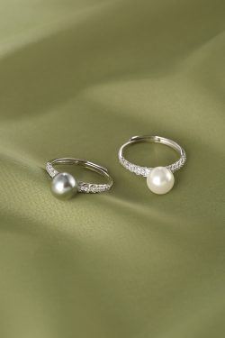 Adjustable Light Luxury S925 Silver Wheat Ear Zircon Pearl Ring for Women - Elegant High-End Fashion Statement Ring