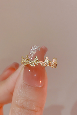 Adjustable Open Enamel Butterfly Ring for Women - High-End European American Design, Versatile 2025 Fashion Statement