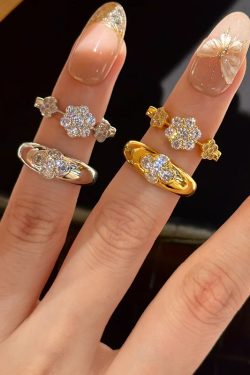 Adjustable Open Ring for Women with Sparkling Zircon, 2025 Versatile Fashion Accessory, Trendy Index Finger Ring