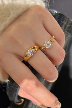 Adjustable Open Ring for Women with Sparkling Zircon, 2025 Versatile Fashion Accessory, Trendy Index Finger Ring