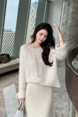 Alpaca Wool A-Line Midi Skirt for Women, Slim Fit Elegant Long Skirt, Winter Style, Cozy Fashion, Chic Layering Essential