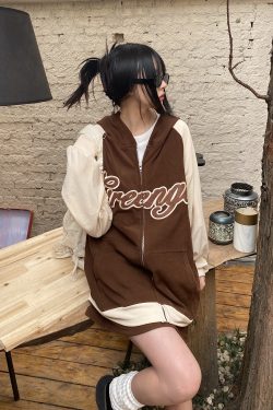 American Retro Color Block Hoodie for Students - Loose Slimming Versatile Sweatshirt Inspired by 90s Y2K Style