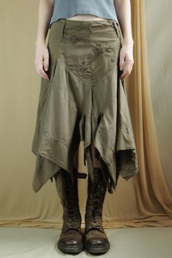 American Retro Distressed Embroidery Irregular Midi Skirt - Vintage Niche Second-Hand Long Skirt in 90s Y2K Style