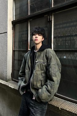 American Retro Faux Two-Piece Camouflage Hooded Jacket for Men and Women, Spring Autumn Bomber Style, High-End Pilot Look