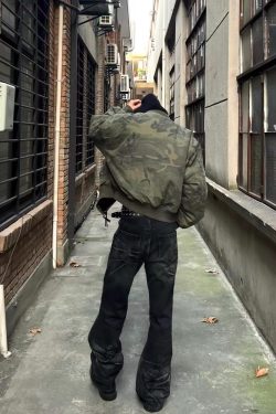 American Retro Faux Two-Piece Camouflage Hooded Jacket for Men and Women, Spring Autumn Bomber Style, High-End Pilot Look