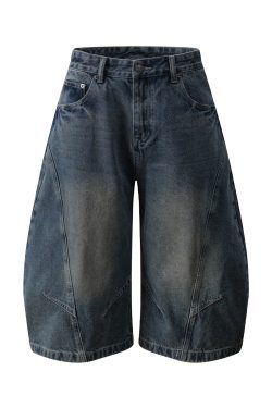 American Retro High Street Baggy Curved Knife Pants - Loose Wide-Leg Denim Cropped Trousers for Cool Guys, Y2K Street Style