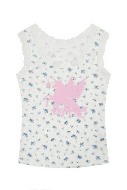 American Retro Lace Patchwork Floral Print Camisole for Women - Sleeveless Top for Layering and Stylish Outerwear