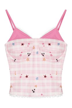 American Retro Plaid Camisole for Women - Summer Beach Slim Strapless Top - Sexy Y2K Style