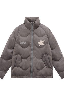 American Retro Star Thickened Couple Puffer Jacket - Unisex Winter Cotton Coat for Men and Women, Trendy 2024 Style
