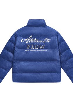 American-Style Minimalist Pearl Embroidery Suede Graphene Warm Cotton Jacket - Casual Chic Fashion for Year-Round Style