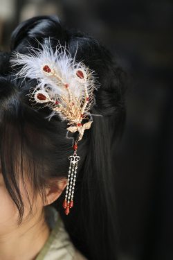 Ancient Style Phoenix Crown Headdress with Feathers and Tassels, Fairy-Like Hairpin for Classical Dance and Costume