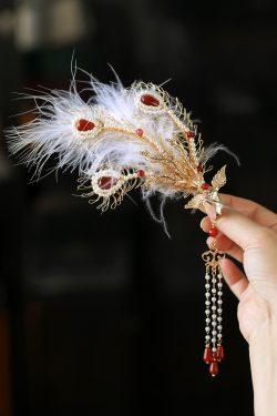 Ancient Style Phoenix Crown Headdress with Feathers and Tassels, Fairy-Like Hairpin for Classical Dance and Costume