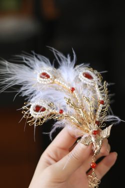 Ancient Style Phoenix Crown Headdress with Feathers and Tassels, Fairy-Like Hairpin for Classical Dance and Costume