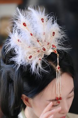Ancient Style Phoenix Crown Headdress with Feathers and Tassels, Fairy-Like Hairpin for Classical Dance and Costume