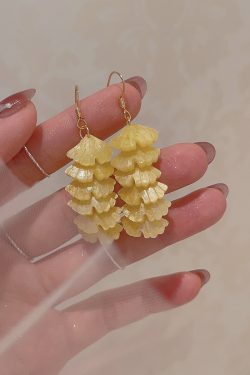 Artistic Ginkgo Leaf Tassel Earrings for Women - Handmade Gold and Silver Hook Earrings, Trendy 2025 Fashion Accessory