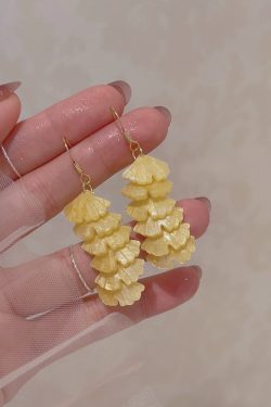 Artistic Ginkgo Leaf Tassel Earrings for Women - Handmade Gold and Silver Hook Earrings, Trendy 2025 Fashion Accessory