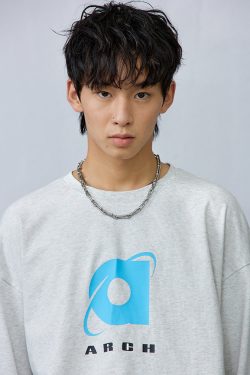 Ash Gray Long Sleeve T-Shirt with Roaring Beast Internet Logo - Trendy 90s Inspired Urban Streetwear Top