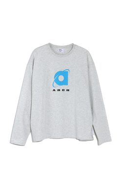 Ash Gray Long Sleeve T-Shirt with Roaring Beast Internet Logo - Trendy 90s Inspired Urban Streetwear Top
