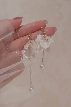 Asymmetric Shell Pearl Earrings for Women - Gentle Forest Style Long Earrings, 2025 Trendy Fairy Vacation Accessory