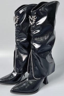 Autumn Pointed Toe Stiletto Slouch Boots for Women - Retro High-Heeled Tube Boots, Stylish Transfer Student Fashion
