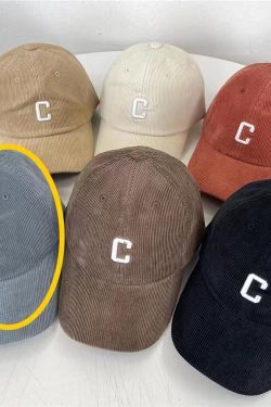 Baby Sauce Letter C 3D Embroidery Corduroy Duckbill Baseball Cap - Korean Style Autumn/Winter Edition