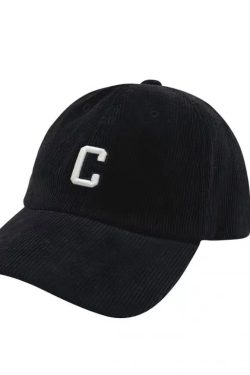 Baby Sauce Letter C 3D Embroidery Corduroy Duckbill Baseball Cap - Korean Style Autumn/Winter Edition